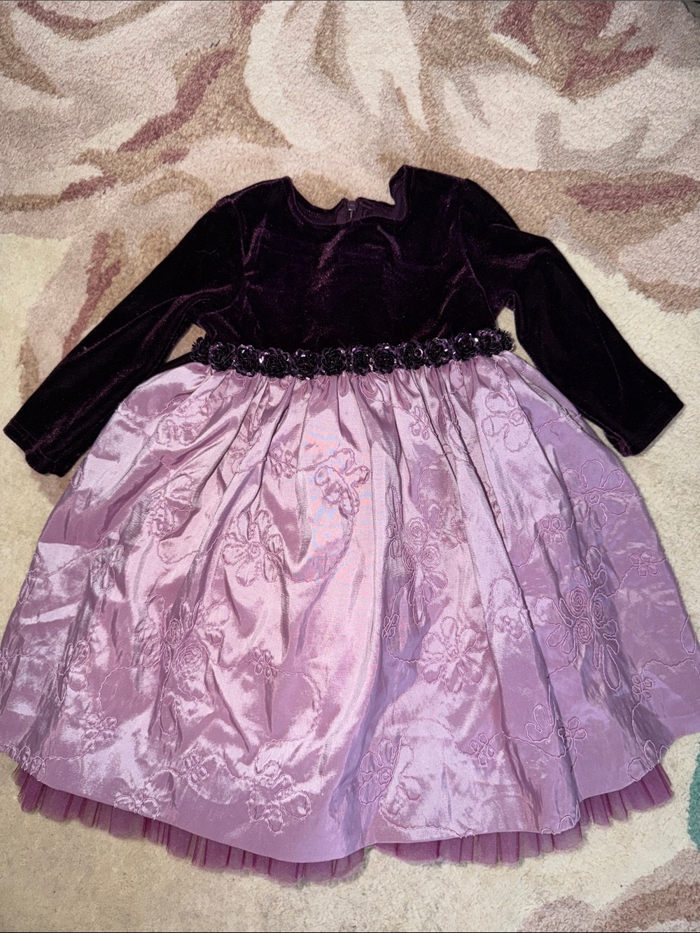 Sorbet Purple Velvet Bodice Lilac Floral Taffeta Party Dress